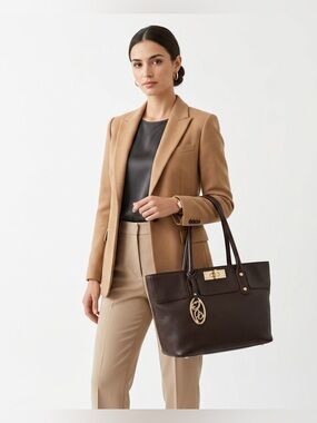 Onna Ehrlich Pebbled Leather Tote | Chocolate Brown Work Bag | Quiet Luxury